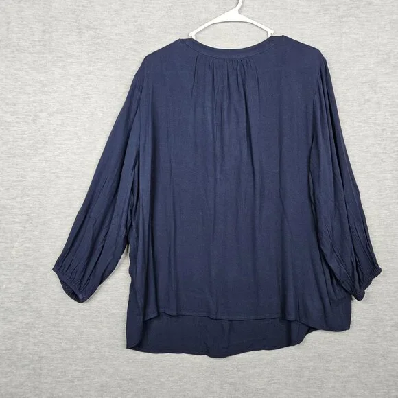 STYLE & Co. Industrial Blue V-neck Peasnt Women's Blouse Size 2X - Picture 2 of 8